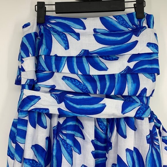 HT 360 Collective Skirt Blue Banana Print Maxi Tie Waist High Waist - Picture 7 of 16